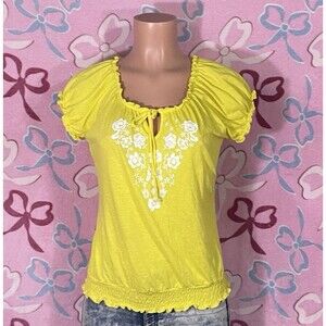 Mix & Co Bright Sunshine Yellow Blouse Size Medium